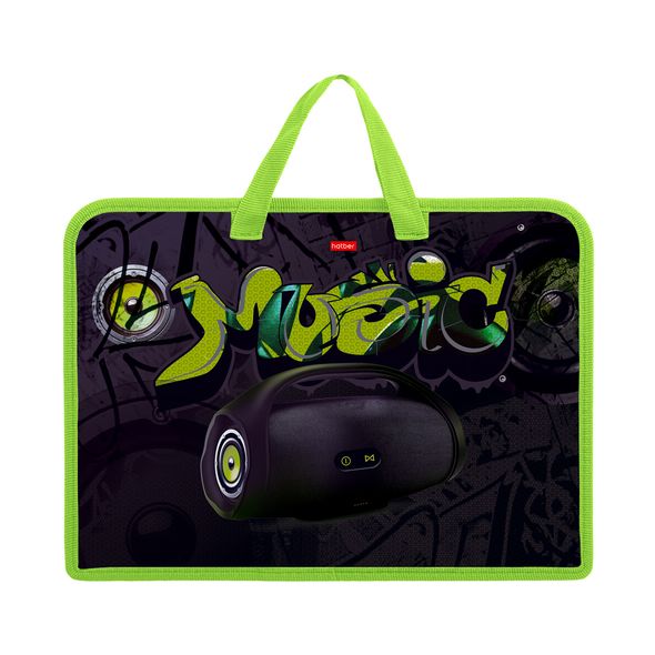 Папка для тетрадей Пластиковая А4ф Hatber 1 отделение с РУЧКАМИ на молнии -Boombox-  в индив.упак. , 